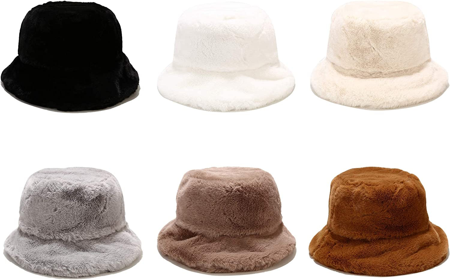 Winter Faux Fur Bucket Hat Fluffy Warm Hat Unisex