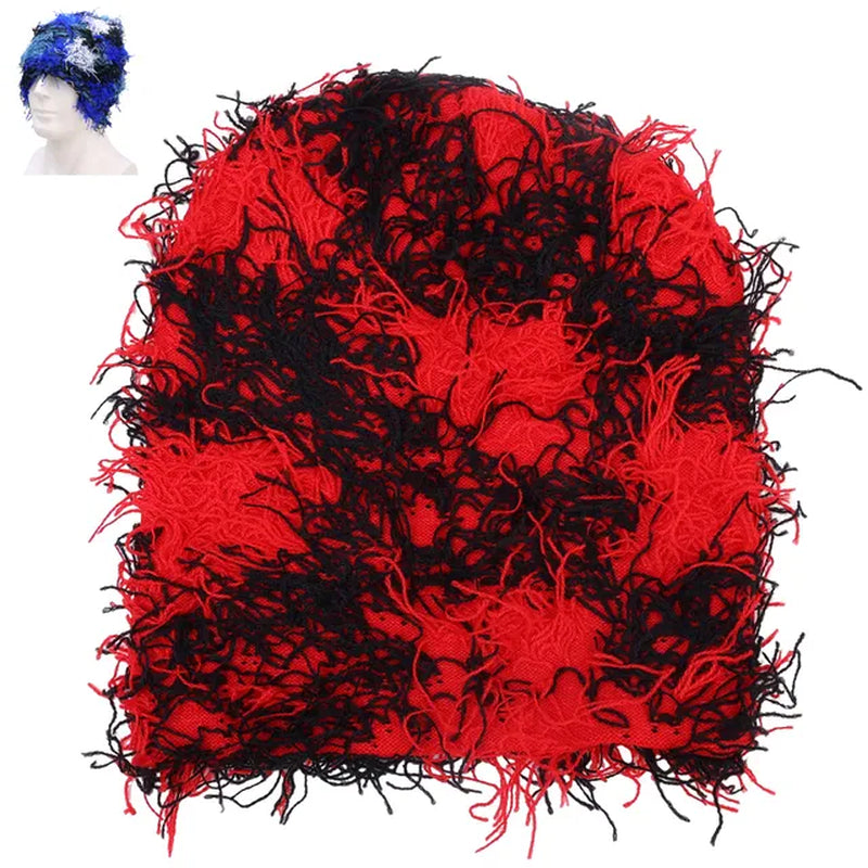  Balaclava Distressed Knitted Caps Full Face Ski Mask Women/Men Outdoor Camouflage Fleece Fuzzy Ski Balaclava BeaniesHat