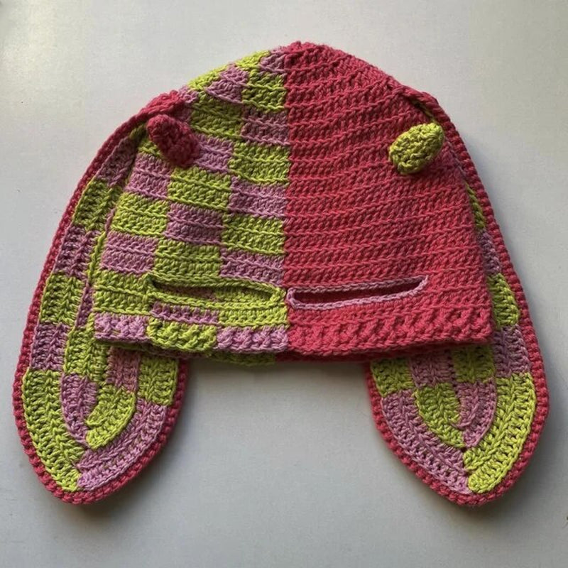 Cosplay Girls Cute Cartoon Animal Ears Cap, Knitted Bunny Ears, Windproof Mask