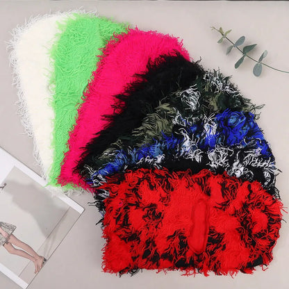  Balaclava Distressed Knitted Caps Full Face Ski Mask Women/Men Outdoor Camouflage Fleece Fuzzy Ski Balaclava BeaniesHat