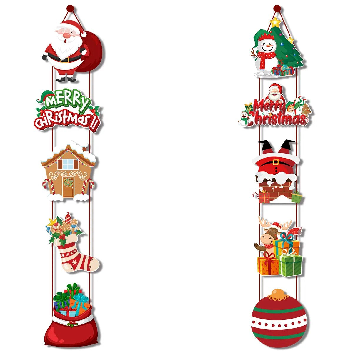 Merry Christmas Hanging Door Banner Santa Claus Snowman Couplet Christmas Decorations for Home Xmas Gifts Navidad New Year Noel