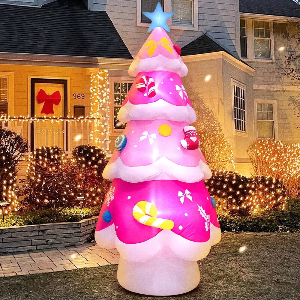 Hot Santa Claus Merry Christmas Tree Arch Sleigh Home Outdoor Inflatable Decoration Cosplay
