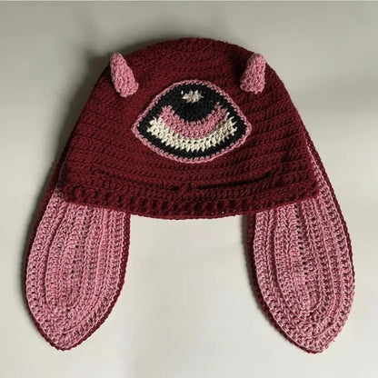 Cosplay Girls Cute Cartoon Animal Ears Cap, Knitted Bunny Ears, Windproof Mask