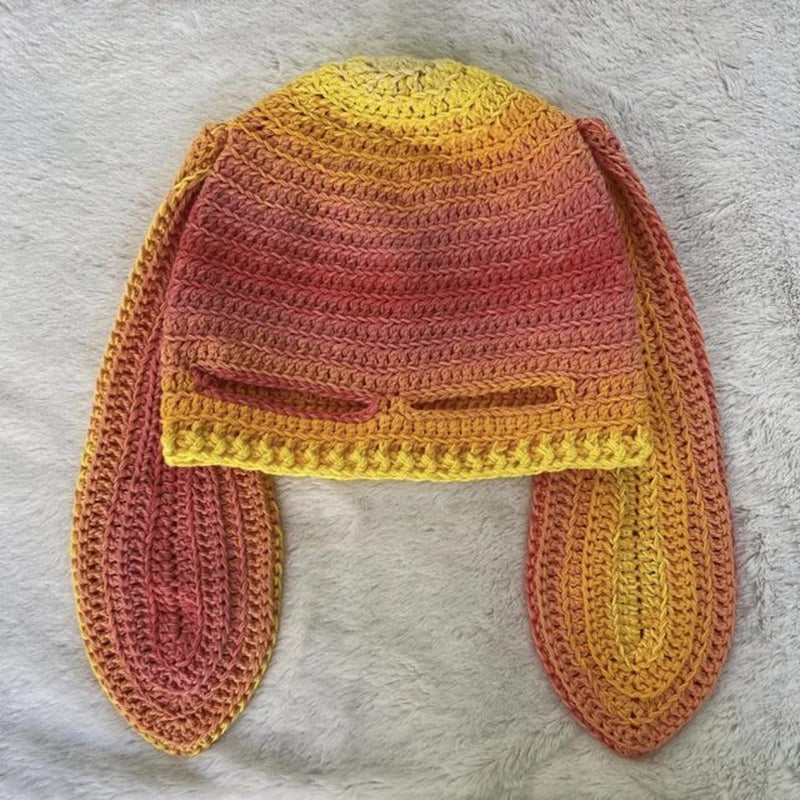 Cosplay Girls Cute Cartoon Animal Ears Cap, Knitted Bunny Ears, Windproof Mask