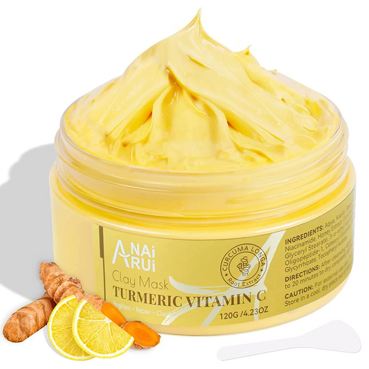ANAIRUI Turmeric Vitamin C Clay Mask for Dark Spots, Vitamin C Clay Facial Mask for Blackheads, Pores, Wrinkles, Fine Lines, Hydrating, Clarifying, Cleansing, 4.23 OZ
