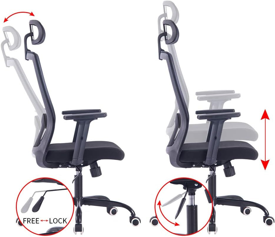 Black Office Chair, High Back Mesh Desk Chair, Ergonomic Computer Chair for Office.