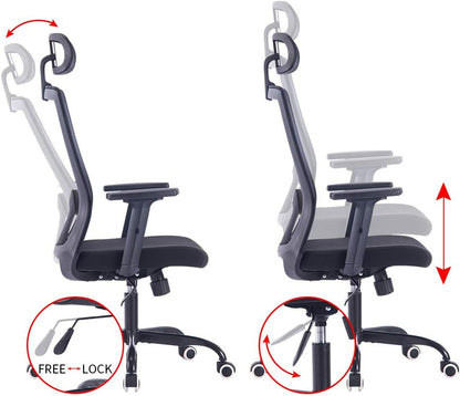 Black Office Chair, High Back Mesh Desk Chair, Ergonomic Computer Chair for Office.
