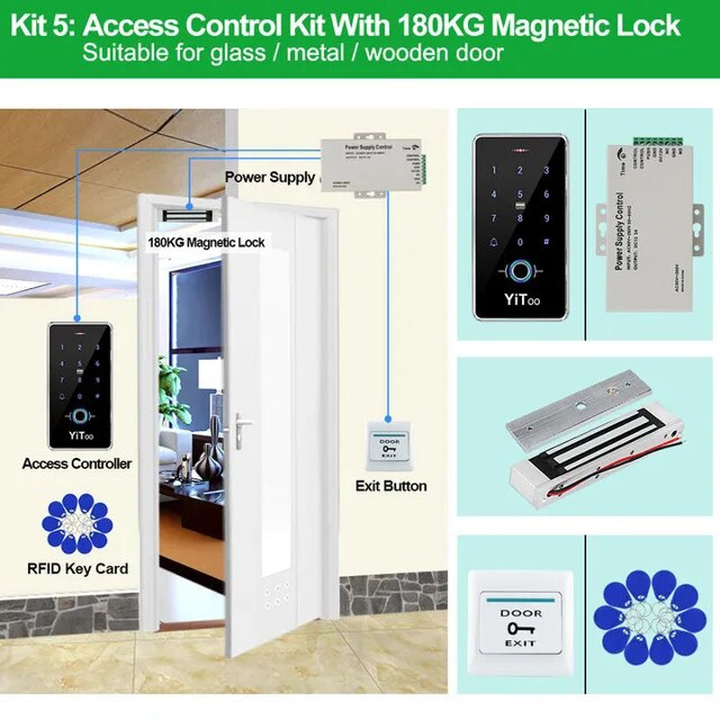 RFID Fingerprint Access Control System Door Lock, IP68 Fully Waterproof Electric Lock Set for Home Safe, Outdoor