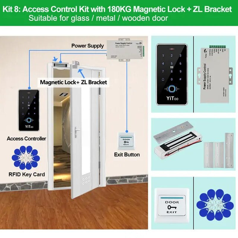 RFID Fingerprint Access Control System Door Lock, IP68 Fully Waterproof Electric Lock Set for Home Safe, Outdoor