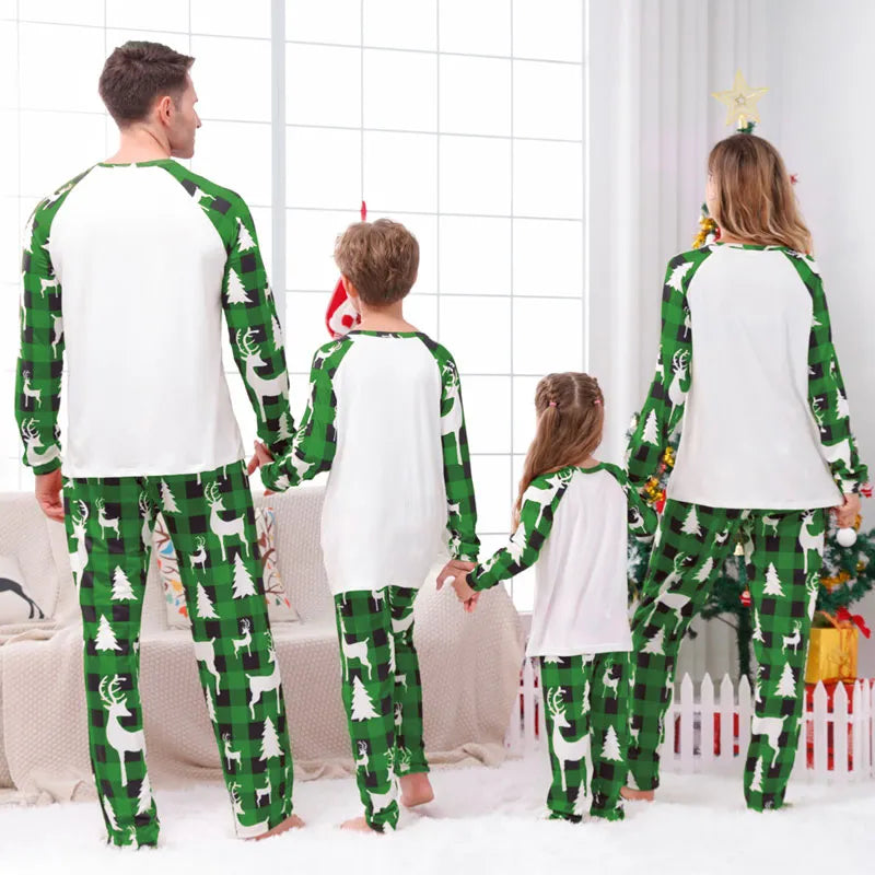 Christmas Family Matching Pajamas Sets Cotton, Long Sleeve Top+Pants Women/Men/Children