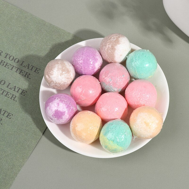 12Pcs/Set Natural Mini Handmade Bath/Foot Spa Bombs w/ Rich Essential Oils for Moisturizing Dry Skin (Relaxing Scent)