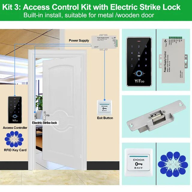 RFID Fingerprint Access Control System Door Lock, IP68 Fully Waterproof Electric Lock Set for Home Safe, Outdoor