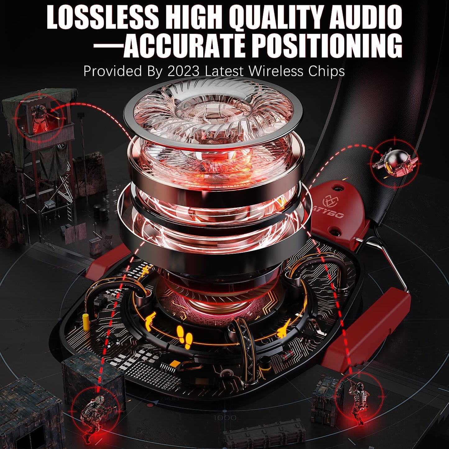 Wireless Gaming Headset 2.4Ghz USB & Type-C Gaming Headphones for PC, PS4, PS5, Switch, Bluetooth 5.3 Gaming Headset with Detachable Noise Cancelling Microphone