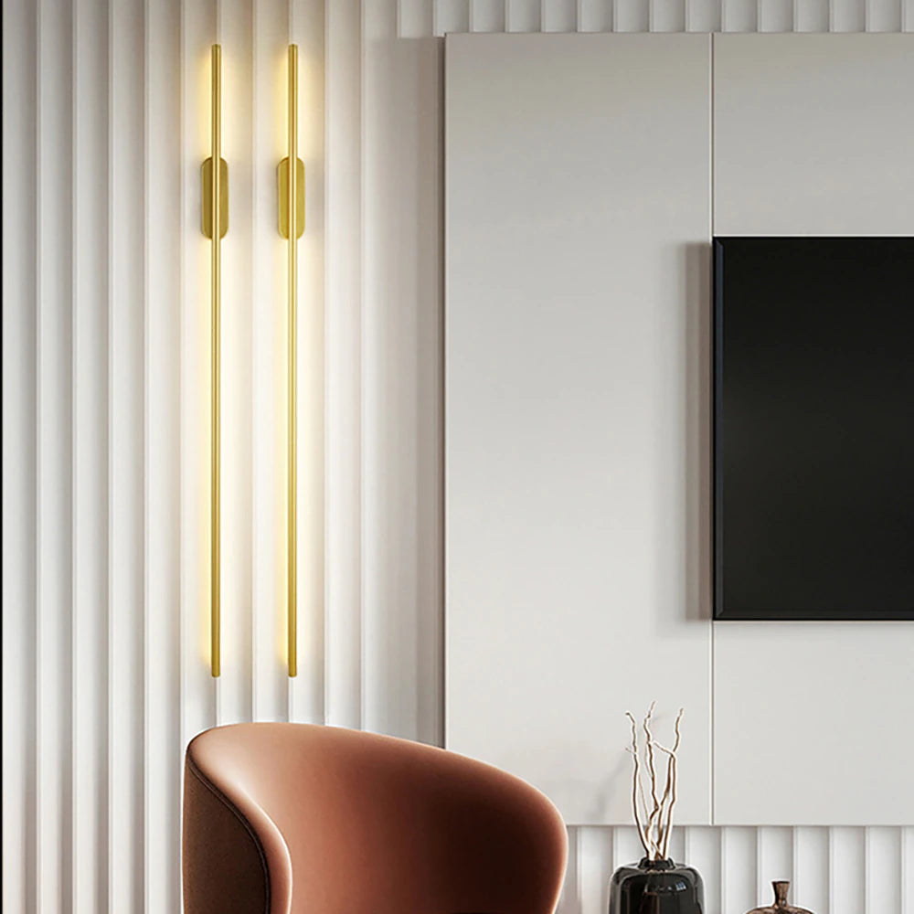 60Cm Strip LED Living Room Wall Light Modern Nordic Sofa Background Full Copper Bedroom Bedside Wall Light AC85-265V