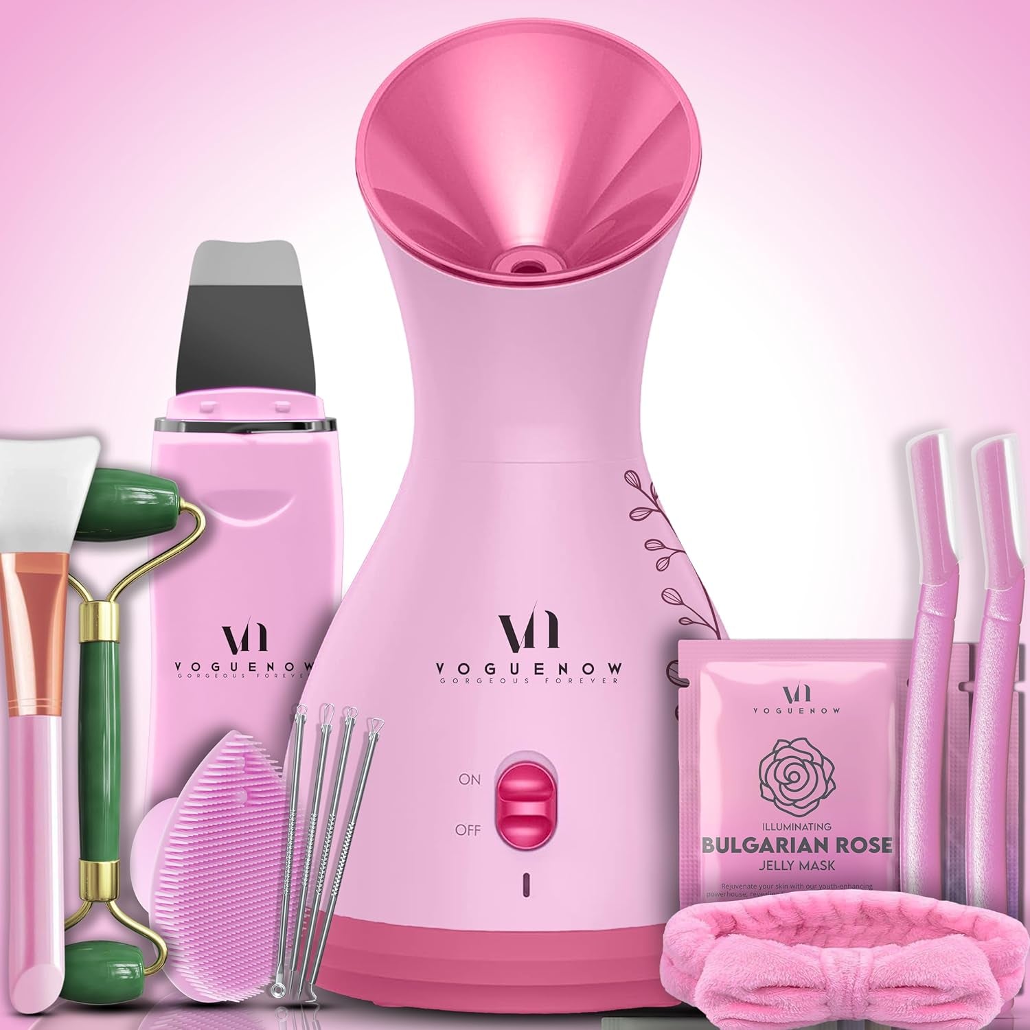 Facial Steamer Spa Kit with Complimentary 8 Skin Care Tools | Face Steamer for Facial Deep Cleaning with Towel Warmer & Humidifier Mode| Self Care Gifts for Women, Spa Gifts, Birthday Gifts for Women