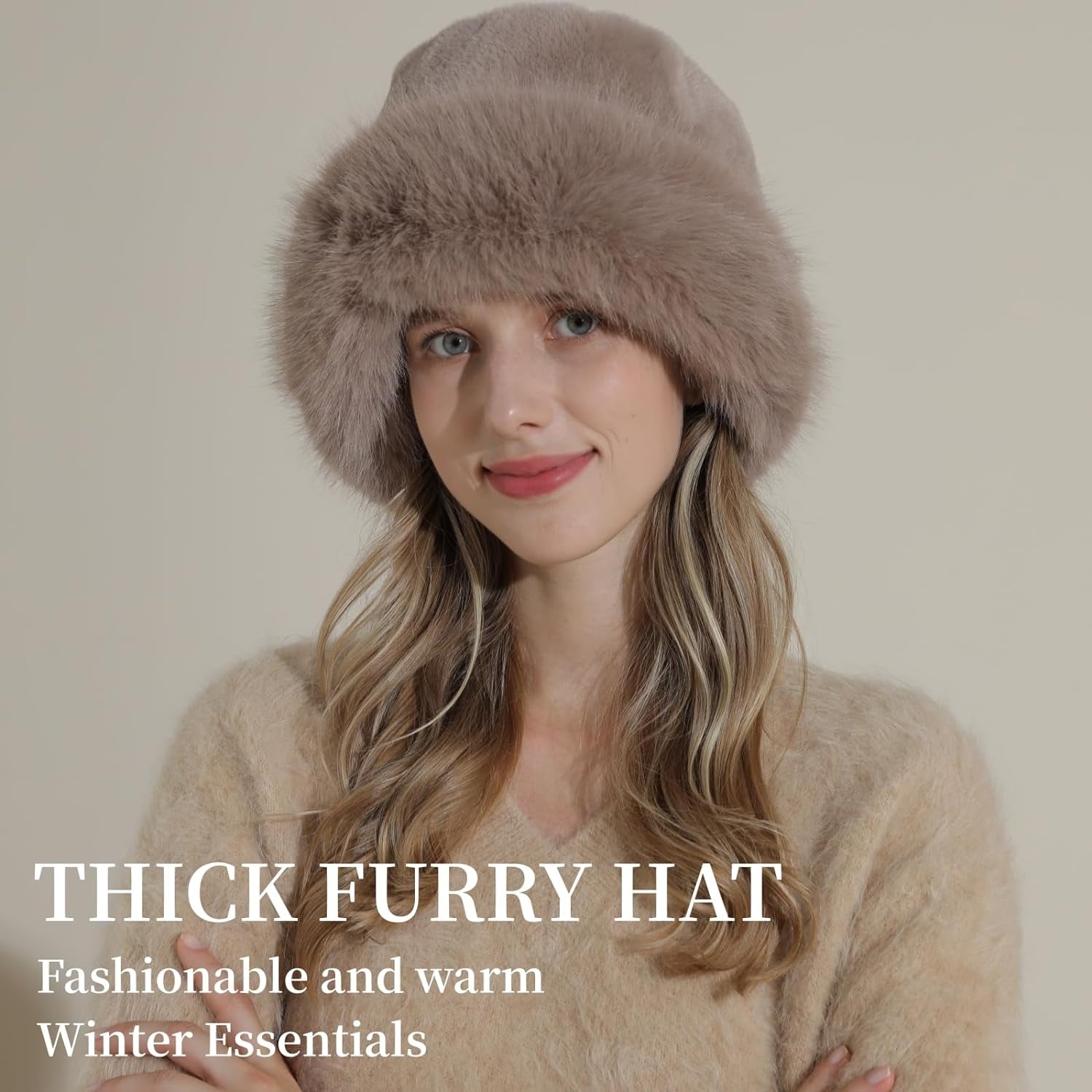 Winter Bucket Hat Fluffy Faux Fur Fisherman Plush Warm Hats Cute Fuzzy Bucket Hat for Women