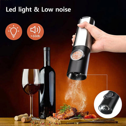 Electric Salt Grinder Set USB Rechargeable Electric Pepper Mill with LED Light Adjustable Coarseness Kitchen Tools