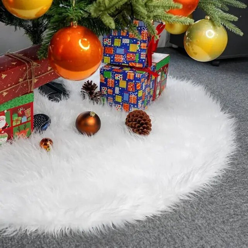 Christmas Tree Skirt Beaded Snowflake Sparkle Tree Skirt 78Cm/90Cm Plush Tree Skirt Christmas White Tree Skirt Decoration