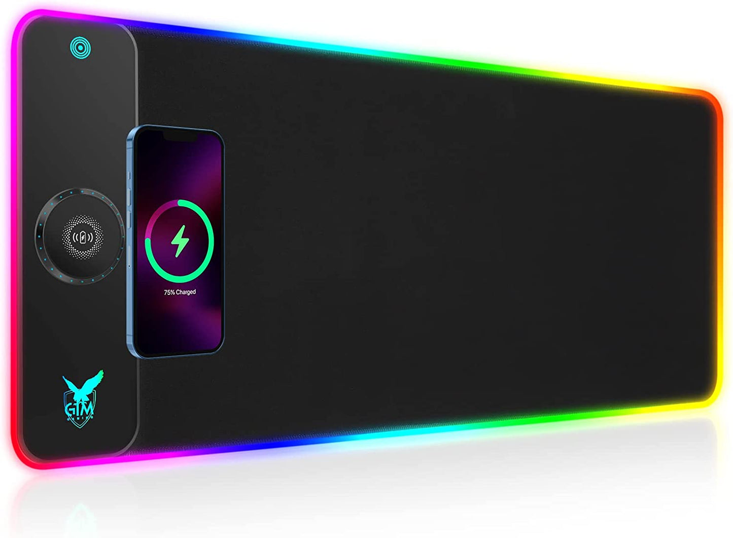 15W Wireless Charging RGB Gaming Mouse Pad, LED Mouse Pad 800X300X4Mm, 10 Light Modes Extra Large Mousepad Non-Slip Rubber Base RGB Desk Mat for Gaming, Macbook, PC, Laptop, Desk