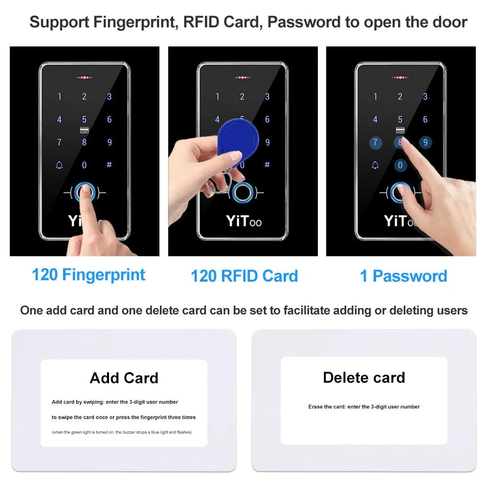RFID Fingerprint Access Control System Door Lock, IP68 Fully Waterproof Electric Lock Set for Home Safe, Outdoor