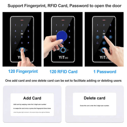 RFID Fingerprint Access Control System Door Lock, IP68 Fully Waterproof Electric Lock Set for Home Safe, Outdoor