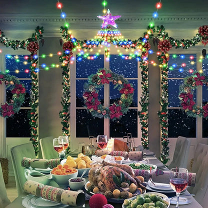 One Waterfall Light String, 9 Strip 2M/6,56FT, Christmas Lights, Eight Modes USB with Remote Control, Waterproof String Lights