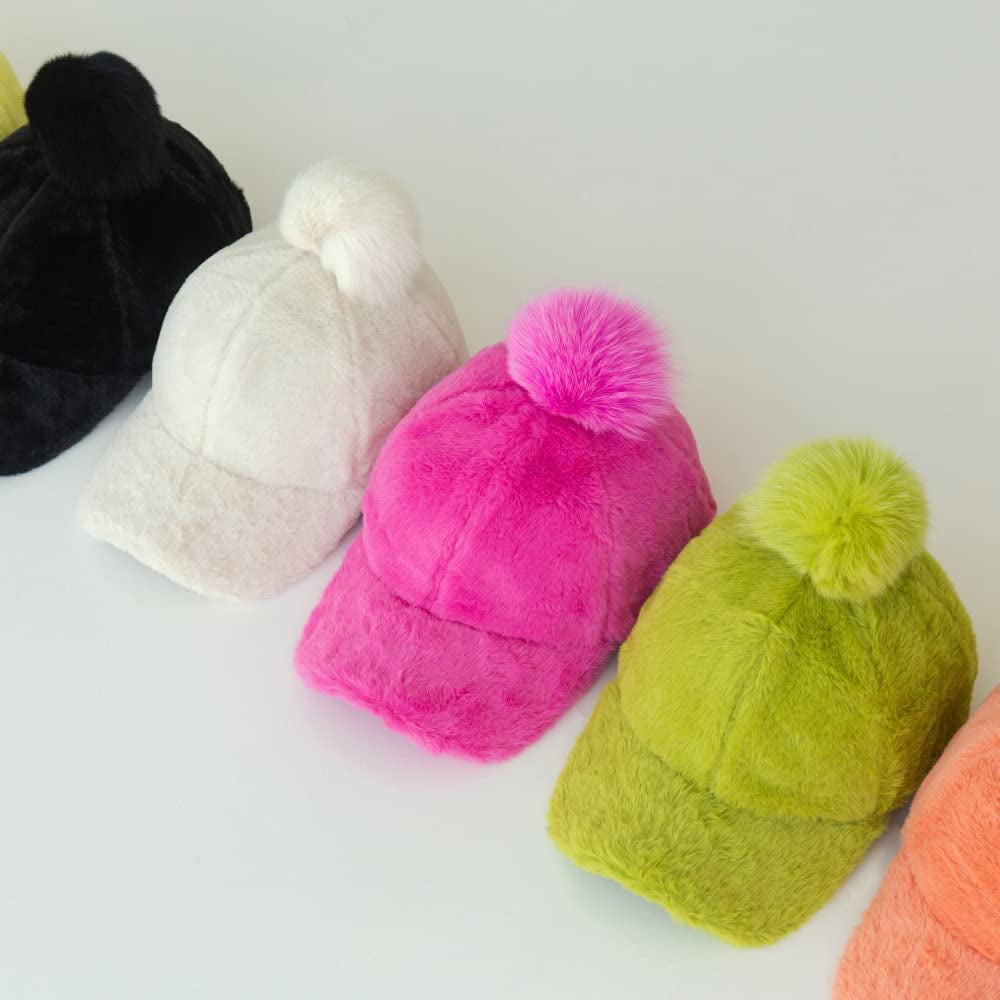Everyday Winter Fur Baseball Cap for Women Men Fleece Dad Hat Unisex Adjustable Lightweight Polo Style Curved Brim