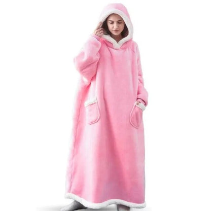 Super Long Flannel Blanket with Sleeves, Winter Hoodies Sweatshirt Women & Men Pullover Oversized Fleece 
