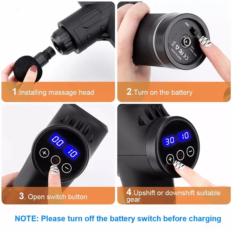Facial Massage Gun Electric Percussion Pistol Massager Body/Neck/Back, Deep Tissue Muscle, Relaxation, Pain Relief