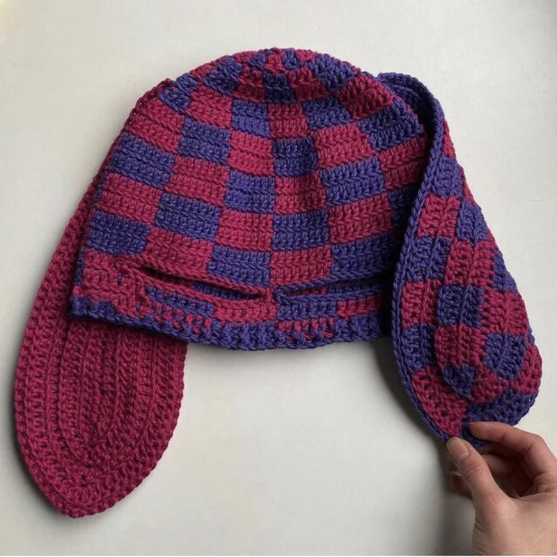 Cosplay Girls Cute Cartoon Animal Ears Cap, Knitted Bunny Ears, Windproof Mask