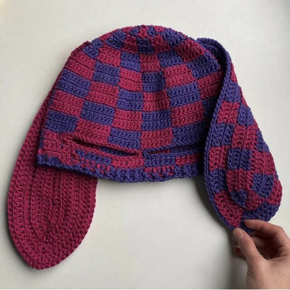 Cosplay Girls Cute Cartoon Animal Ears Cap, Knitted Bunny Ears, Windproof Mask