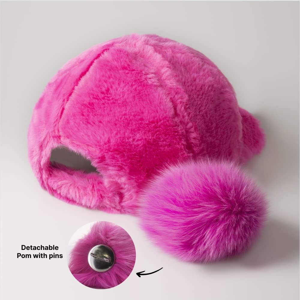 Everyday Winter Fur Baseball Cap for Women Men Fleece Dad Hat Unisex Adjustable Lightweight Polo Style Curved Brim