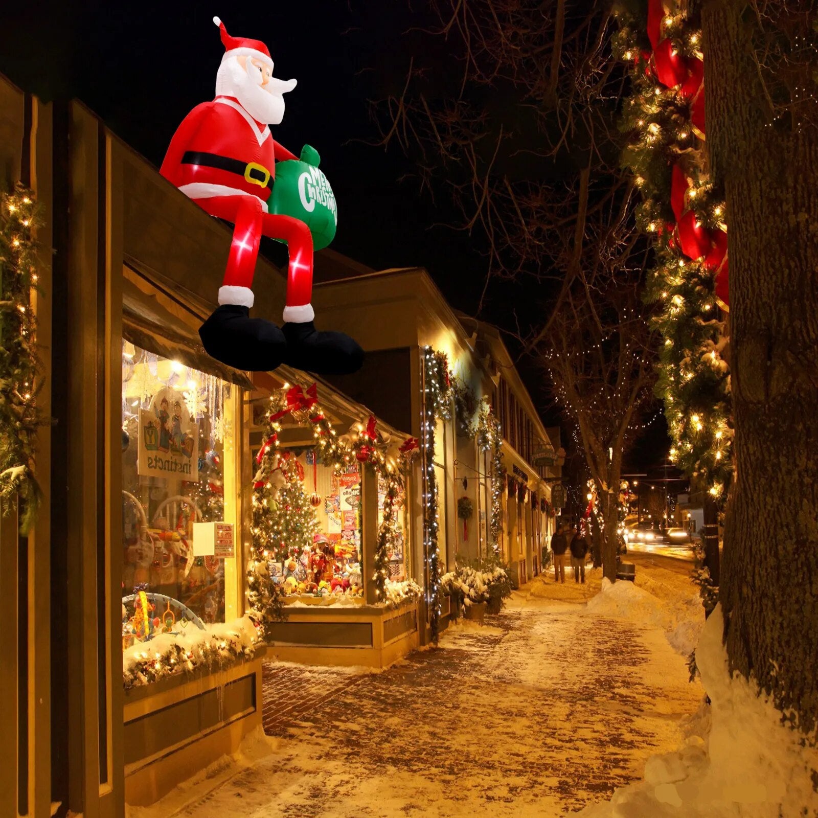 8FT Climbing Santa Christmas Inflatables Decorations Built-In LED Light Xmas Holiday for Party Outdoor Porch Decoration