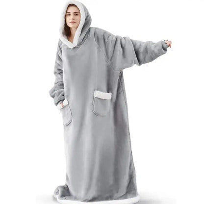 Super Long Flannel Blanket with Sleeves, Winter Hoodies Sweatshirt Women & Men Pullover Oversized Fleece 