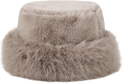 Winter Bucket Hat Fluffy Faux Fur Fisherman Plush Warm Hats Cute Fuzzy Bucket Hat for Women