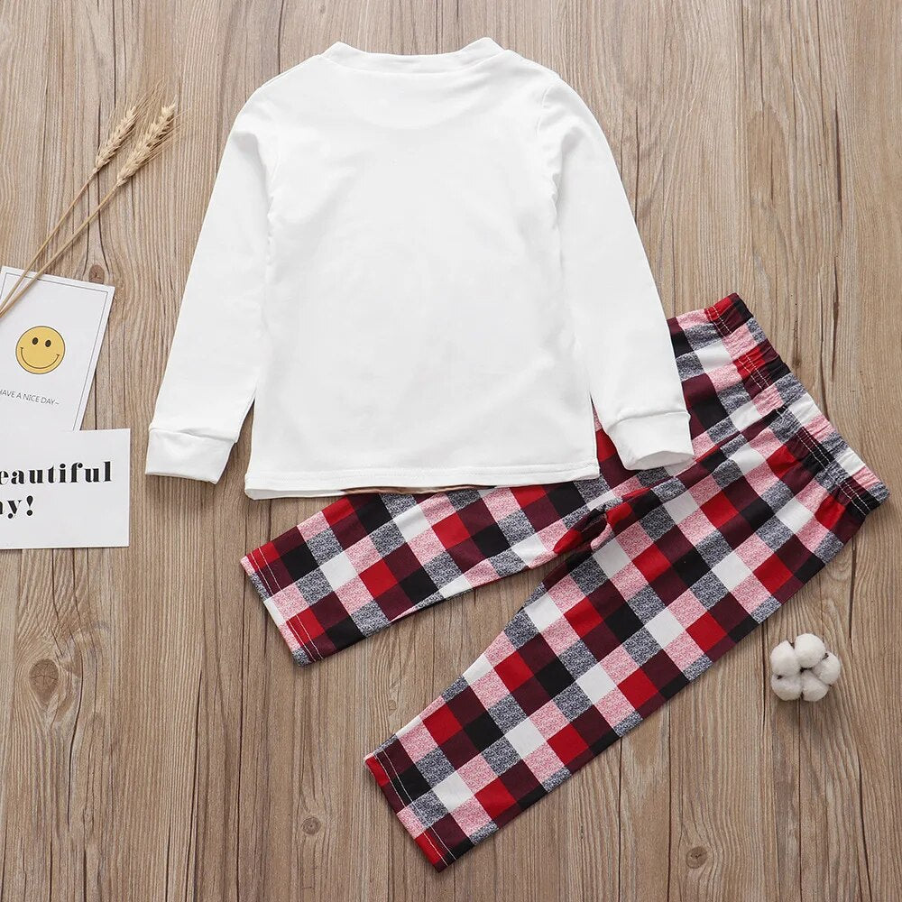 Christmas Family Pajamas Set Adult/Kid Sleepwear 2PCS  Tops +Pants Xmas Family Matching 