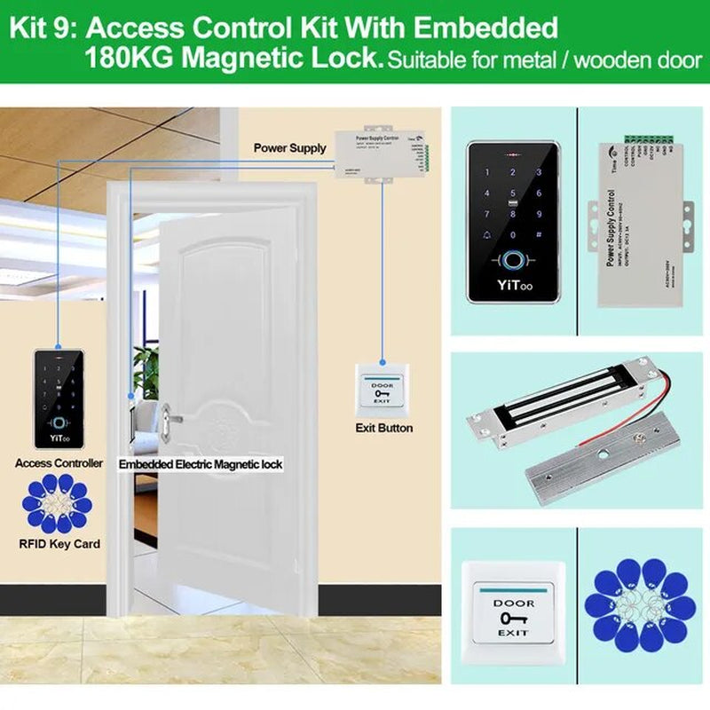 RFID Fingerprint Access Control System Door Lock, IP68 Fully Waterproof Electric Lock Set for Home Safe, Outdoor