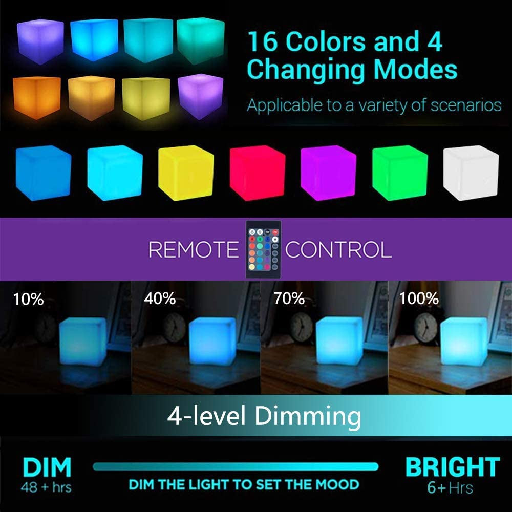 LED Light Cube:Rgb 16 Colors Cool Cosmic Cube Lights with Remote Control, MCU Tesseract Mood Lamp, IP65 Waterproof and USB Charging beside Desk Lamp, Perfect for Kids Nursery and Toys (7 Inch)