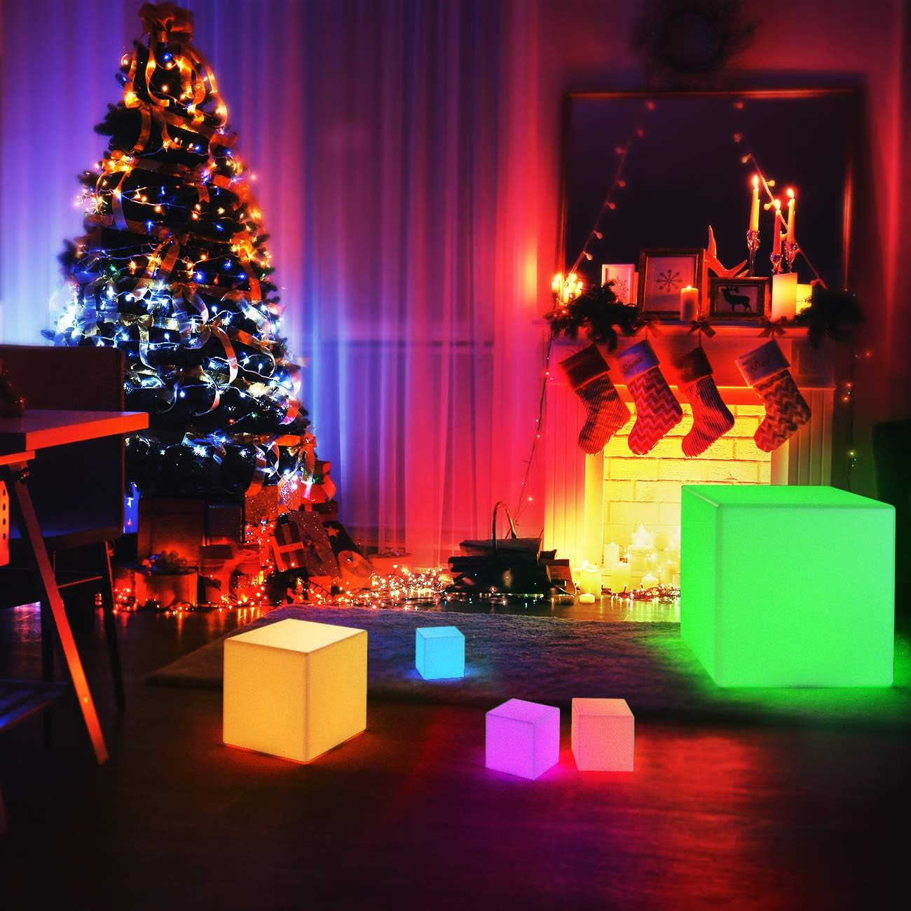 LED Light Cube:Rgb 16 Colors Cool Cosmic Cube Lights with Remote Control, MCU Tesseract Mood Lamp, IP65 Waterproof and USB Charging beside Desk Lamp, Perfect for Kids Nursery and Toys (7 Inch)
