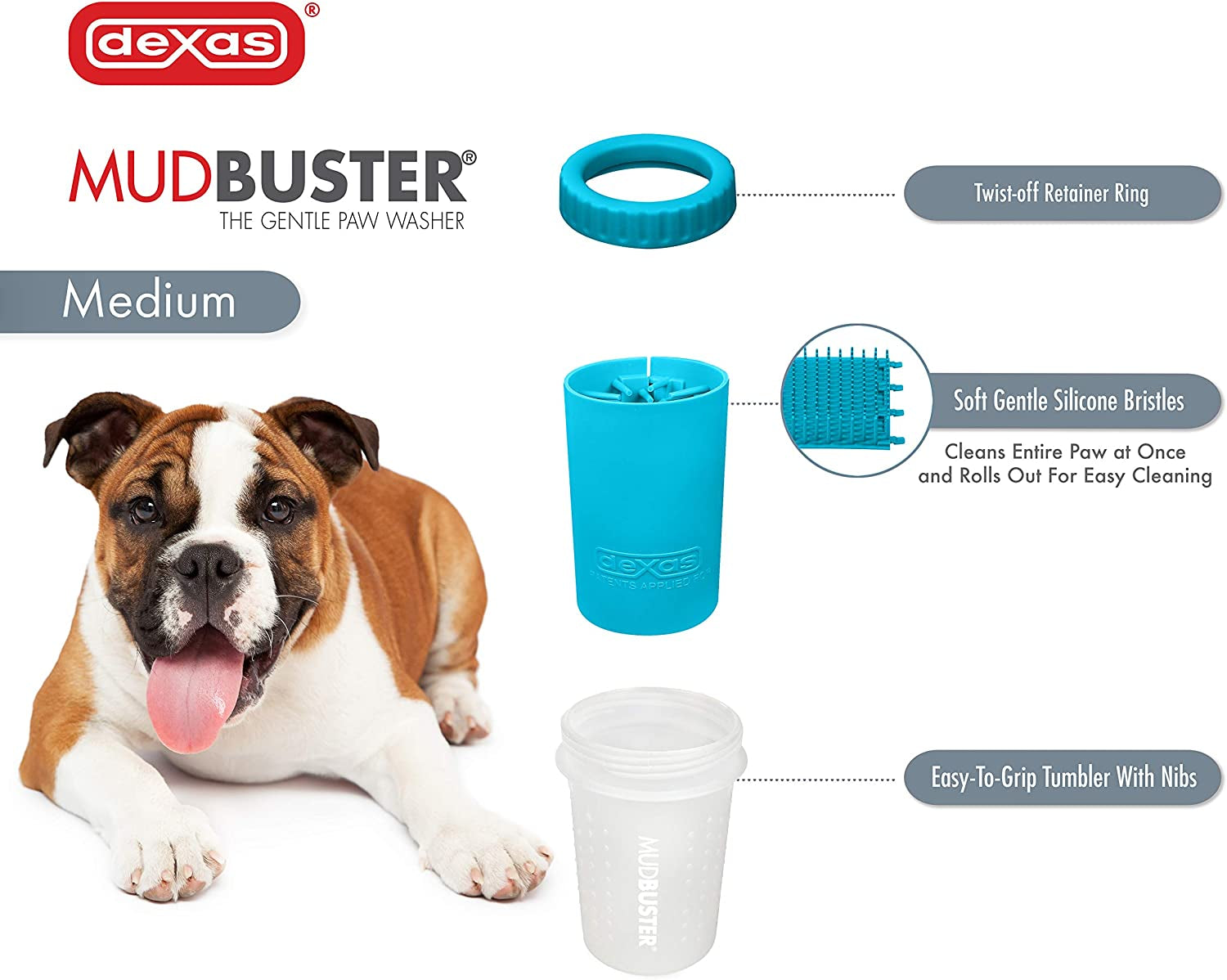 Mudbuster Portable Dog Paw Cleaner, Medium, Blue