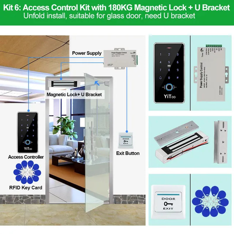 RFID Fingerprint Access Control System Door Lock, IP68 Fully Waterproof Electric Lock Set for Home Safe, Outdoor