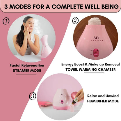 Facial Steamer Spa Kit with Complimentary 8 Skin Care Tools | Face Steamer for Facial Deep Cleaning with Towel Warmer & Humidifier Mode| Self Care Gifts for Women, Spa Gifts, Birthday Gifts for Women