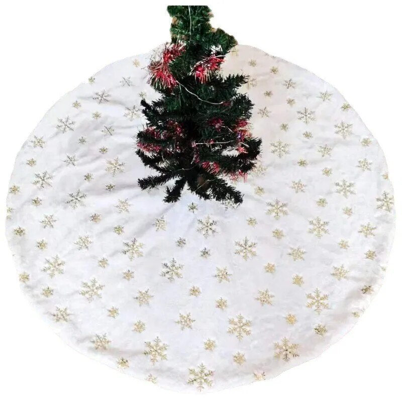 Christmas Tree Skirt Beaded Snowflake Sparkle Tree Skirt 78Cm/90Cm Plush Tree Skirt Christmas White Tree Skirt Decoration
