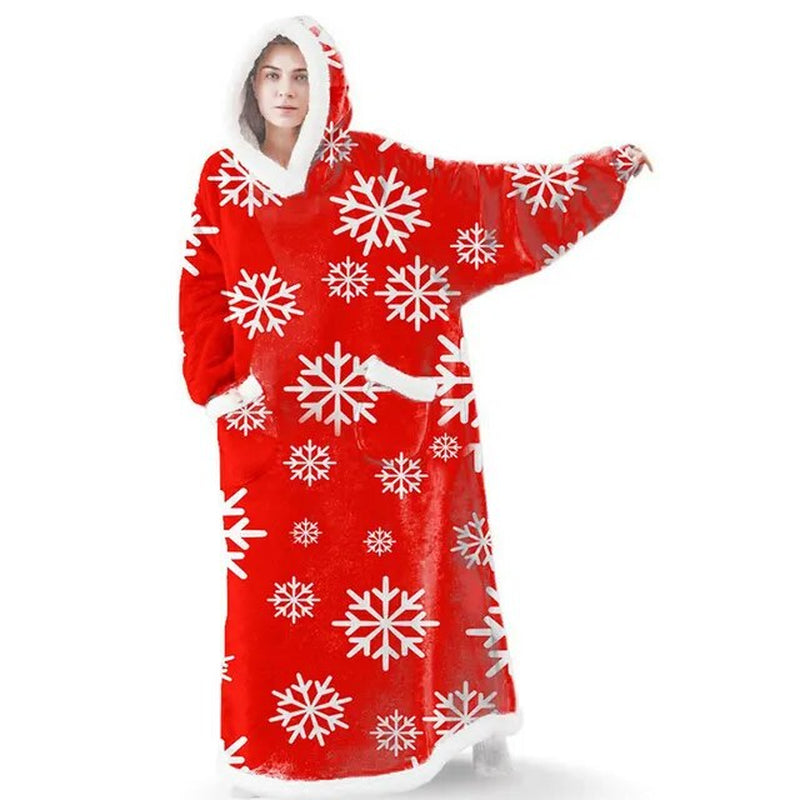 Super Long Flannel Blanket with Sleeves, Winter Hoodies Sweatshirt Women & Men Pullover Oversized Fleece 