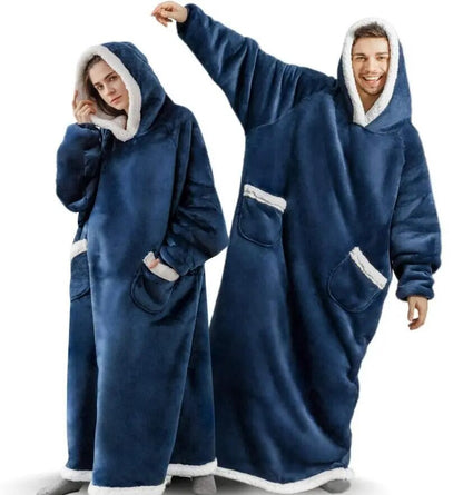 Super Long Flannel Blanket with Sleeves, Winter Hoodies Sweatshirt Women & Men Pullover Oversized Fleece 