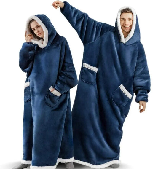 Super Long Flannel Blanket with Sleeves, Winter Hoodies Sweatshirt Women & Men Pullover Oversized Fleece 