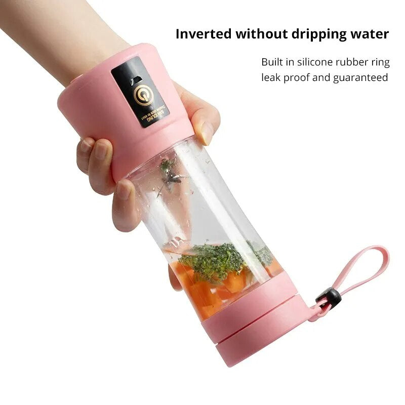 1Pc Pink Mini Portable Blender with USB charger, 6 Blades Mini Juicer/Mixer