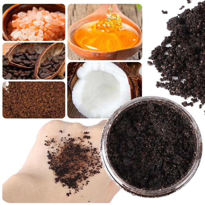 Coffee Scrub Exfoliating Facial, Sea Salt for Brightening, Anti Cellulite Acne Treatment