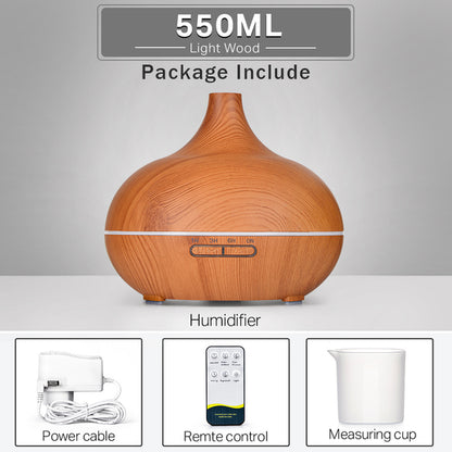 550 500 400 Aromatherapy Essential Oil Diffuser Wood Grain Remote Control Ultrasonic Air Humidifier Cool with 7 Color LED Light