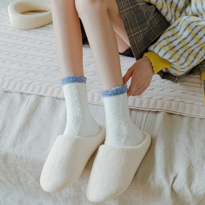 4 Pairs Winter Warm Fluffy Fuzzy Socks Thick Thermal Soft Kawaii Cold Resistance Mid Socks Coral Fleece Floor Sleep Sock